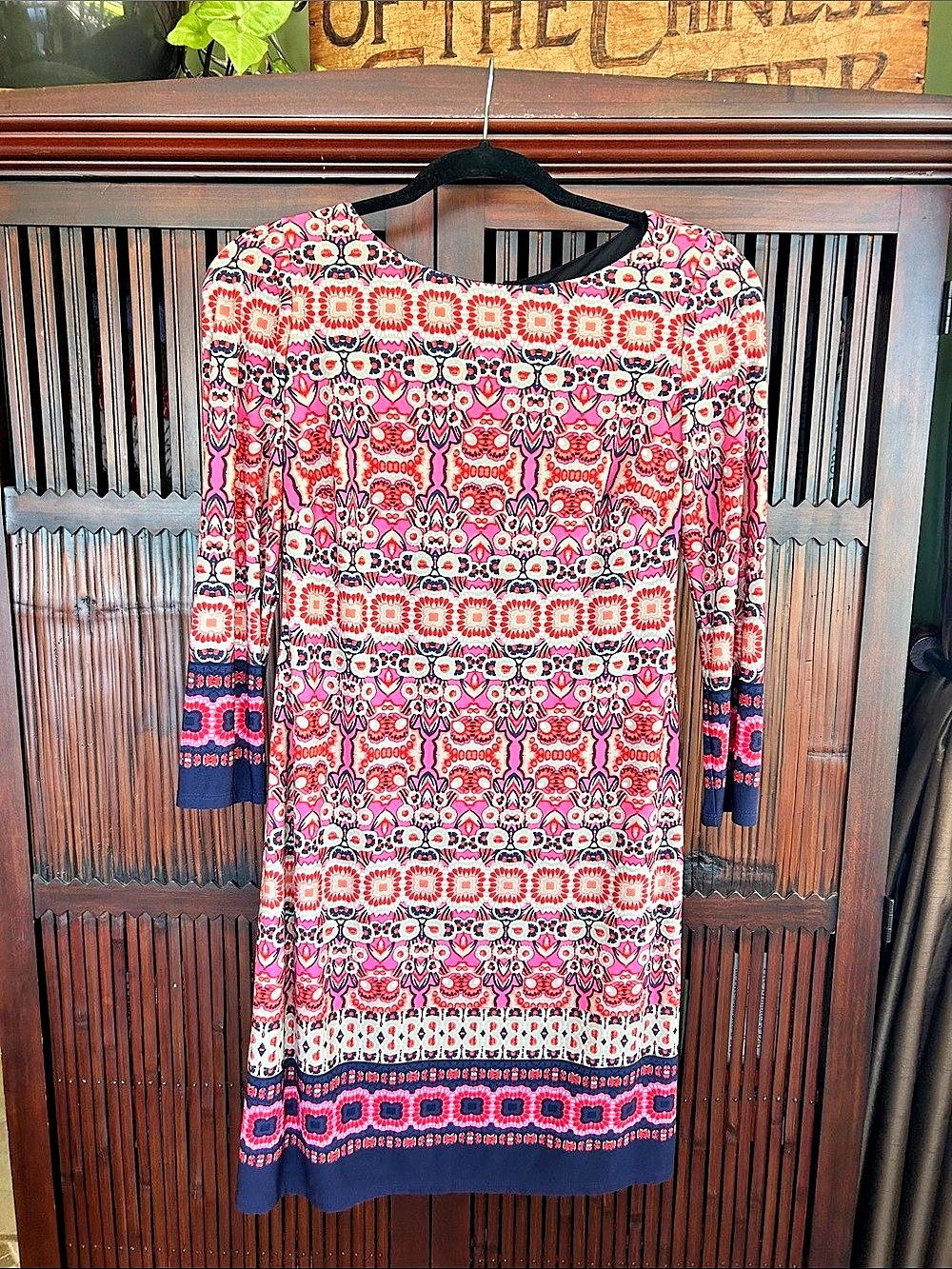 Vince Camuto lined Geometric Moroccan-inspired Dress in Pink Grey Navy Size 2 EU